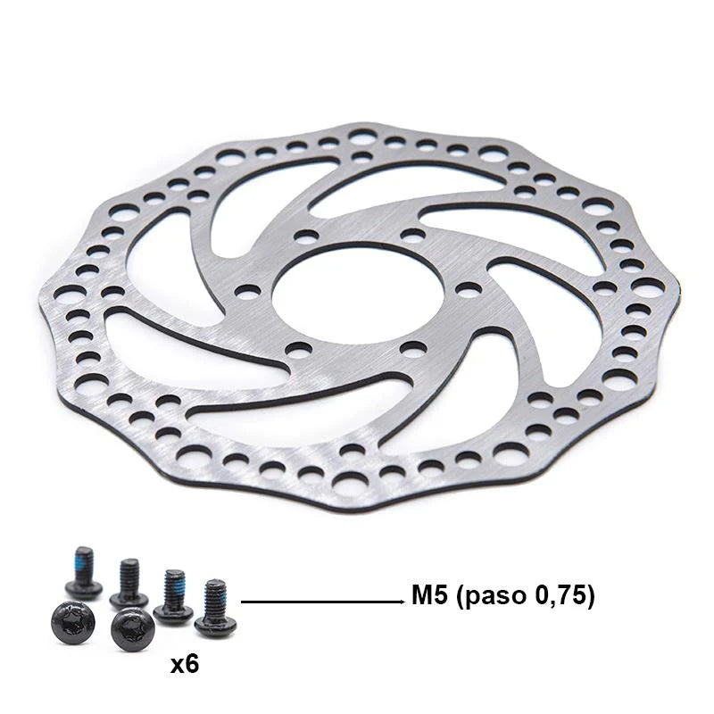 Disk kočnice za e-romobil 140 mm, 6 vijaka, srebrna izvedba, kompatibilno s odabranim modelima romobila