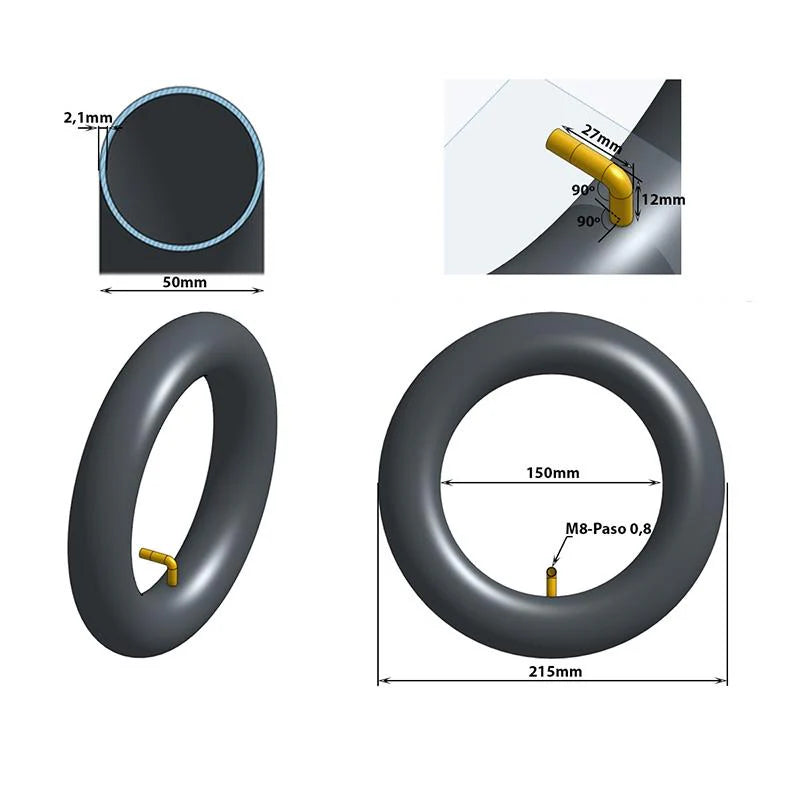 eWheel zračnica 8.5x2 s ventilom VC 90x90 za Xiaomi romobile – zamjenski dio i servis – detalj ventila