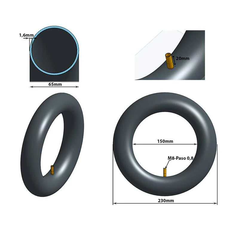 Black Cat 10x2.5 inner tube TR/VR 20mm valve for electric scooter